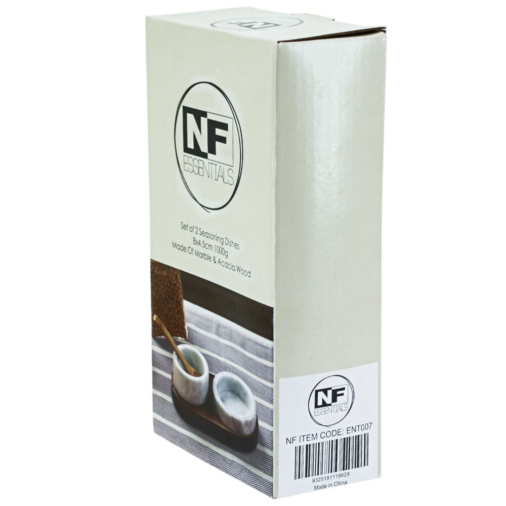 NF Living Seasoning Box Salt And Pepper Bowl Set 8x4.5cm Marbled Natural