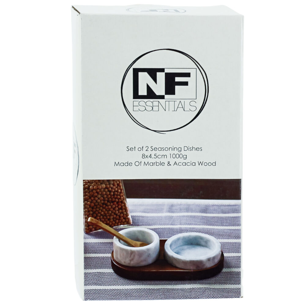 NF Living Seasoning Box Salt And Pepper Bowl Set 8x4.5cm Marbled Natural