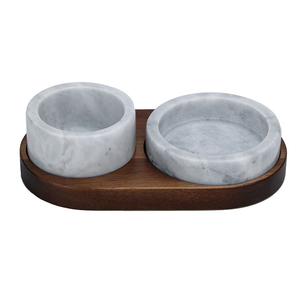 NF Living Seasoning Box Salt And Pepper Bowl Set 8x4.5cm Marbled Natural