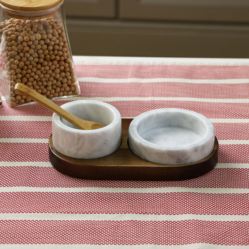 NF Living Seasoning Box Salt And Pepper Bowl Set 8x4.5cm Marbled Natural