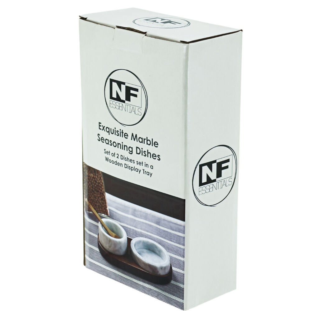 NF Living Seasoning Box Salt And Pepper Bowl Set 8x4.5cm Marbled Natural