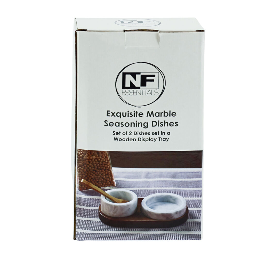 NF Living Seasoning Box Salt And Pepper Bowl Set 8x4.5cm Marbled Natural