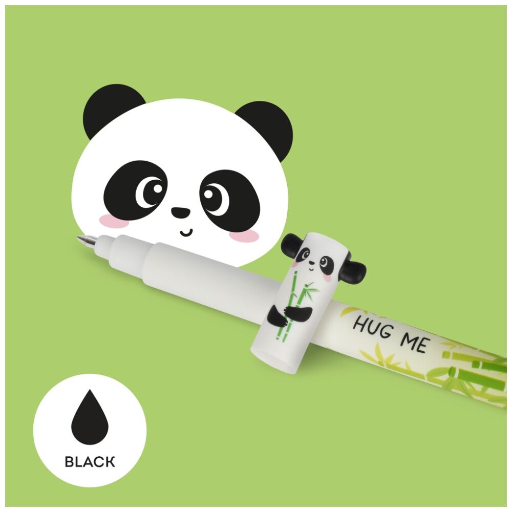 10PK Legami Erasable Gel Pen Panda Theme Collectable Cute Topper Gift Black Ink