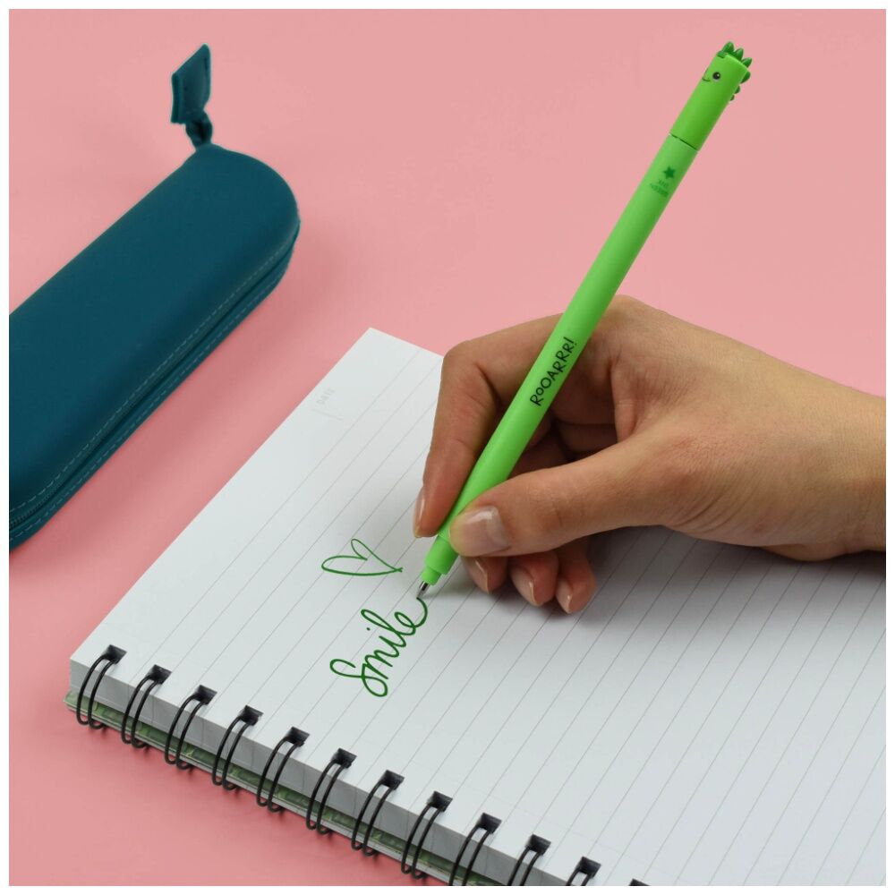 10PK Legami Erasable Gel Pen Dino Theme Collectable Cute Topper Gift Green Ink