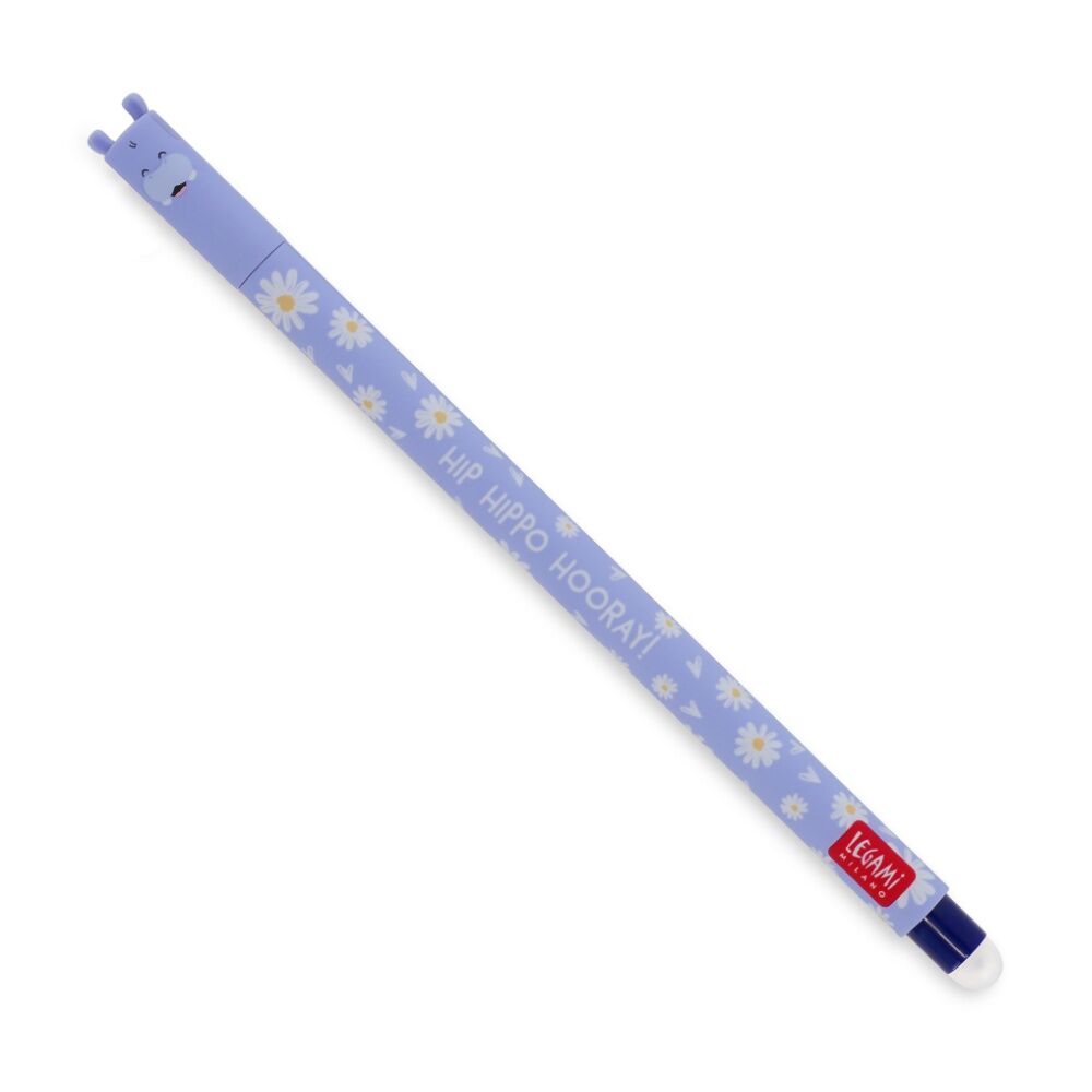 10PK Legami Erasable Gel Pen Hippo Theme Collectable Cute Topper Gift Blue Ink