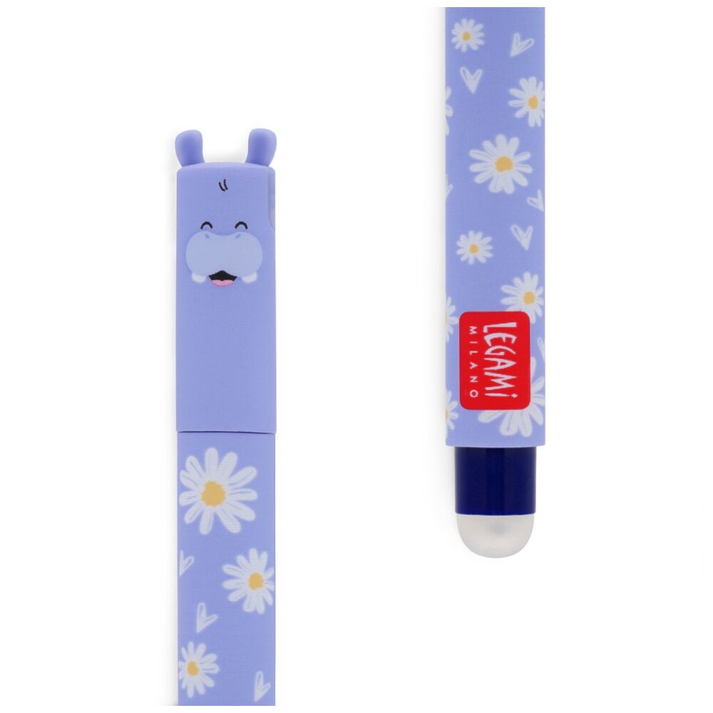 10PK Legami Erasable Gel Pen Hippo Theme Collectable Cute Topper Gift Blue Ink