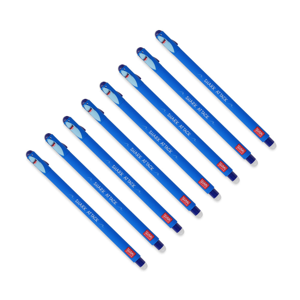 8PK Legami Erasable Gel Pen Writing Stationery Shark - Blue Ink