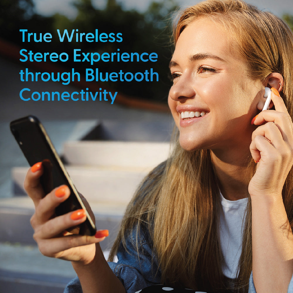 Laser TWS Wireless Bluetooth Earbuds w/ Charging Case - White