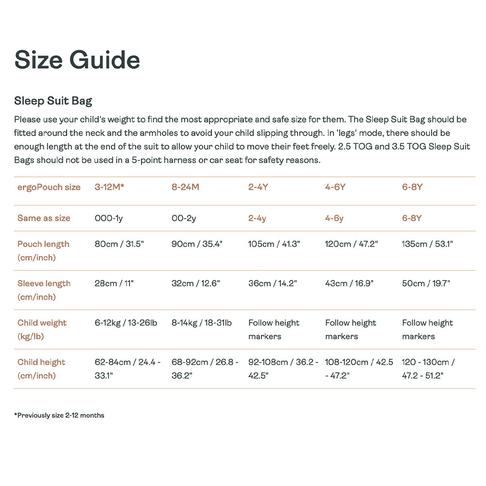 ErgoPouch Sleep Suit Bag TOG 2.5 Size 2-4 Years - Picnic