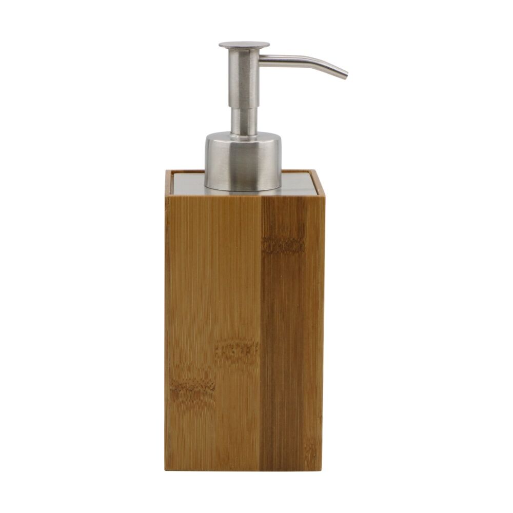 2PK NF Living Square Dispenser 7x17cm Bamboo & Metal For Bathrooms - Natural