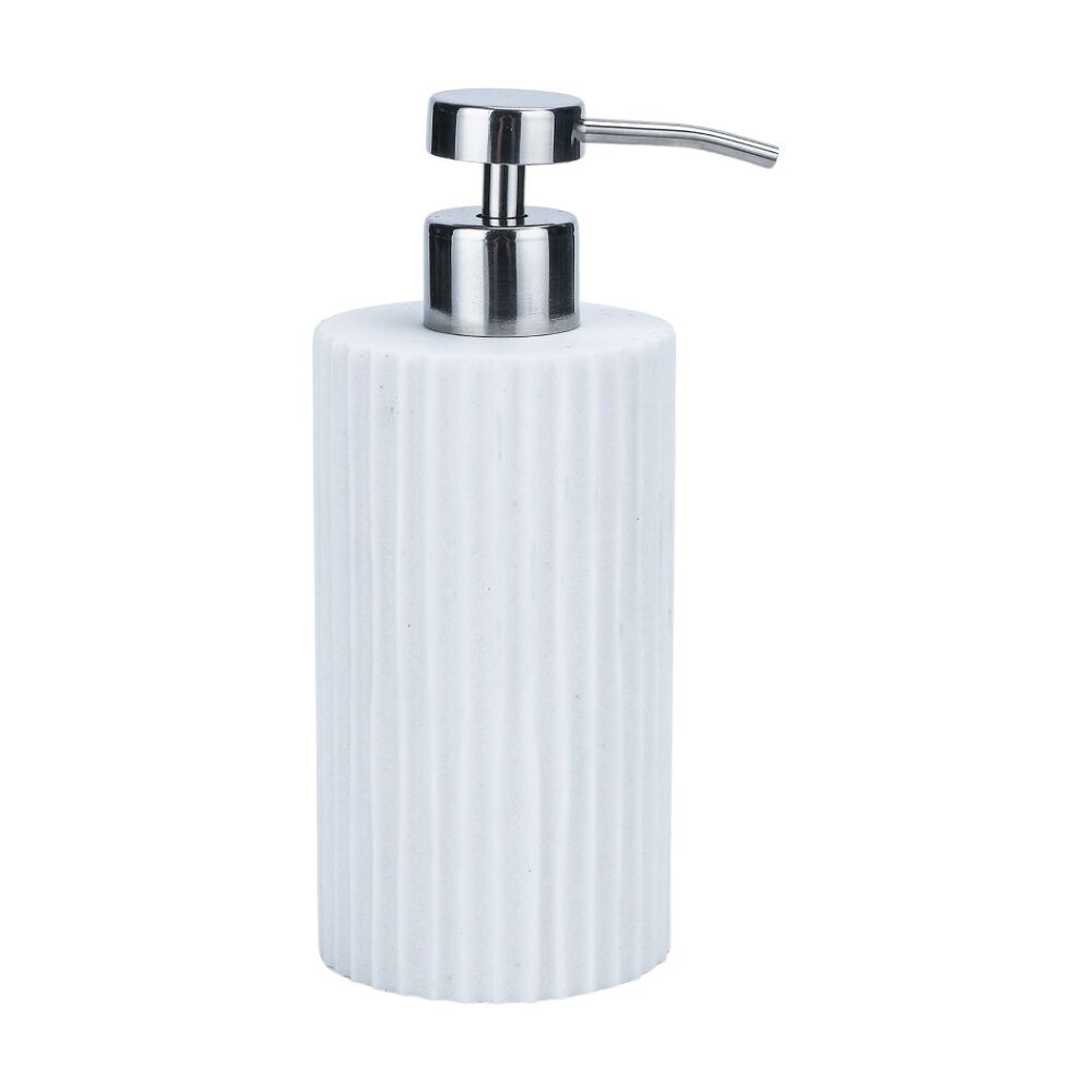 4PK NF Living Round Dispenser 7x18cm Polyresin Sandstone For Bathrooms - White
