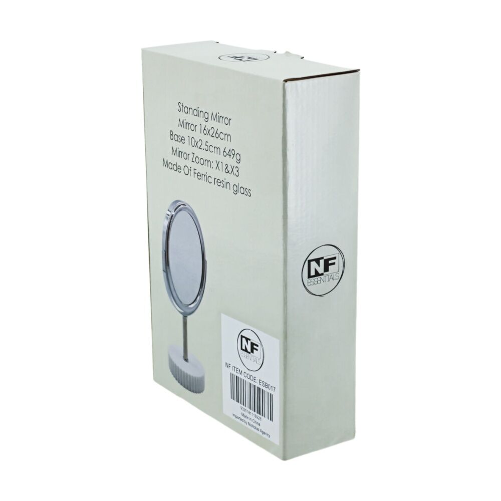 NF Living Standing Mirror 16x26cm Round For Bathrooms - White