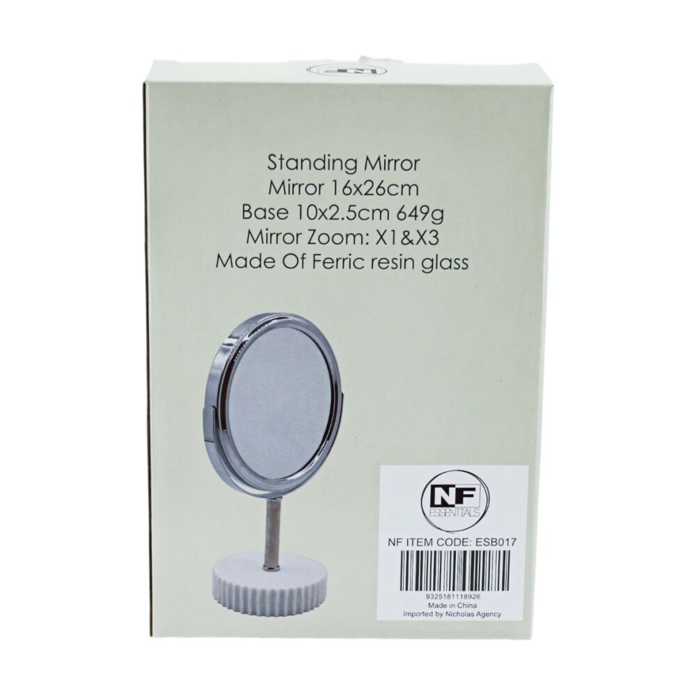 NF Living Standing Mirror 16x26cm Round For Bathrooms - White