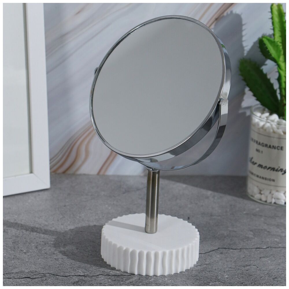 NF Living Standing Mirror 16x26cm Round For Bathrooms - White