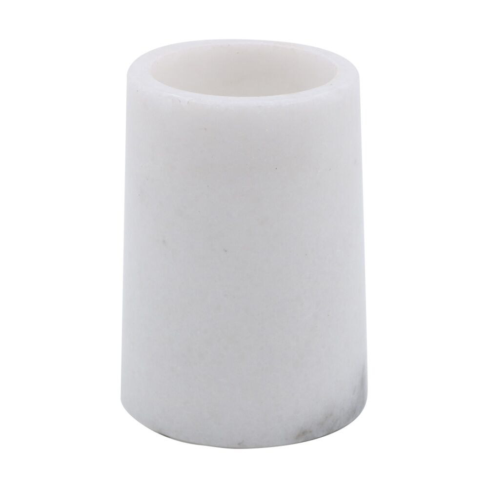 NF Living Round Tumbler 7x10cm Marble For Bathrooms - White