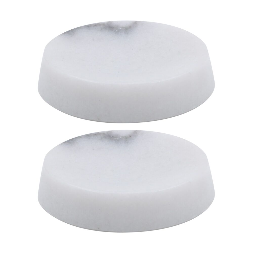 2PK NF Living Round Soap Dish 12x3cm Marble For Bathrooms - White