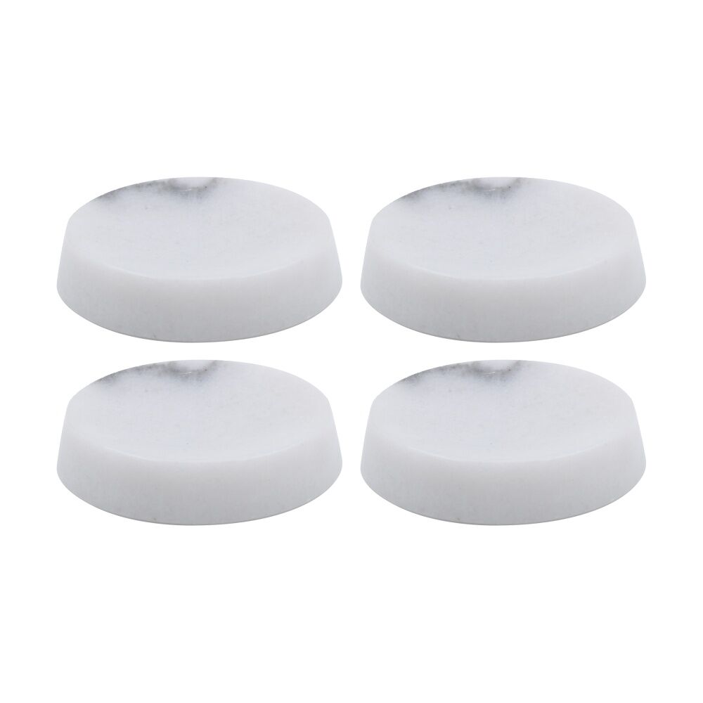 4PK NF Living Round Soap Dish 12x3cm Marble For Bathrooms - White