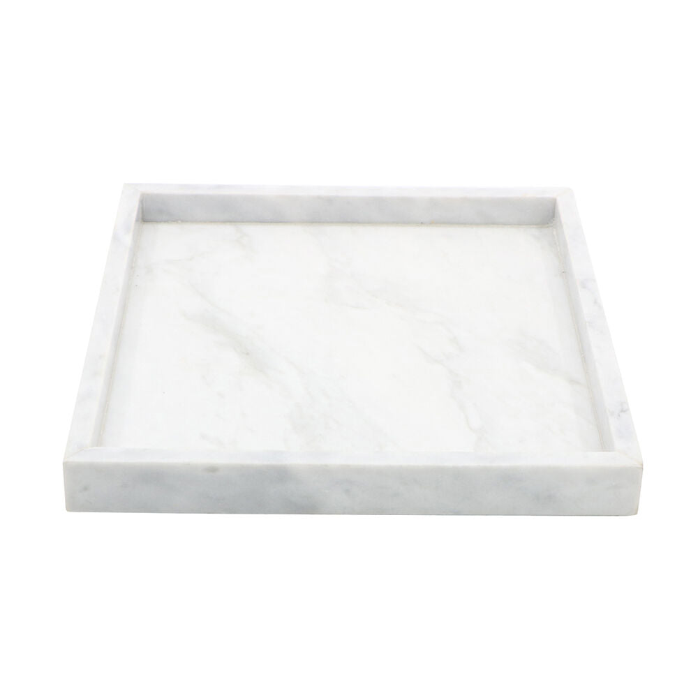 NF Living Jewellery Square 25x25 Elegant Design Marble Tray Organizer White