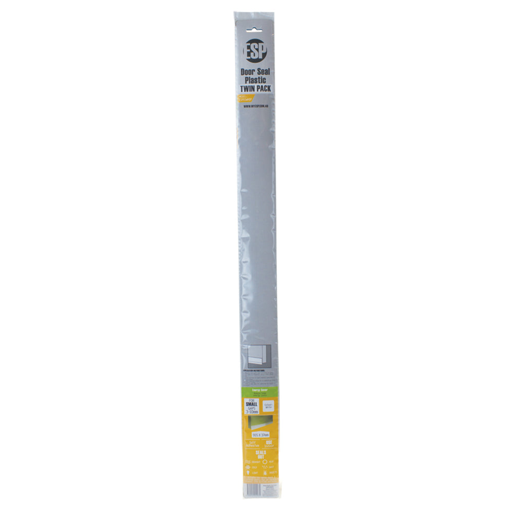 10pc ESP 915x37mm Plastic Door Seal Self Adhesive White