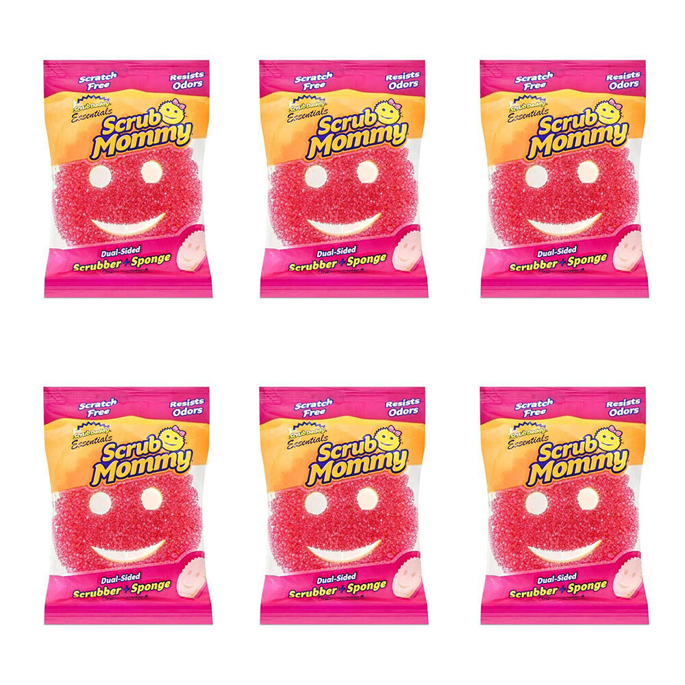 6PK Scrub Daddy Essentials Flex Texture Scrub Mommy Dual Sided - Pink