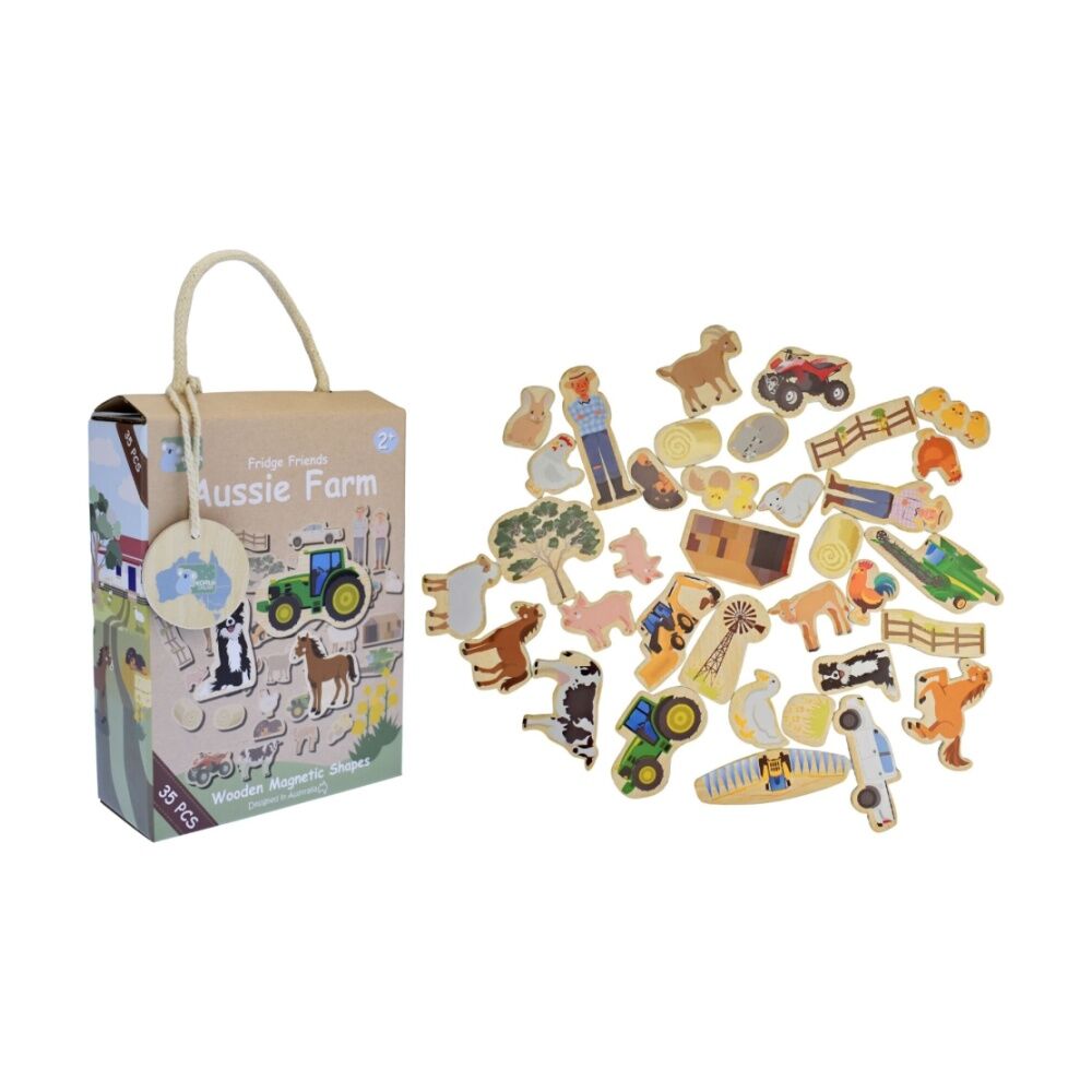 Koala Dream Fridge Friends Wooden Aussie Farm Animals Magnets 35pcs 2y+