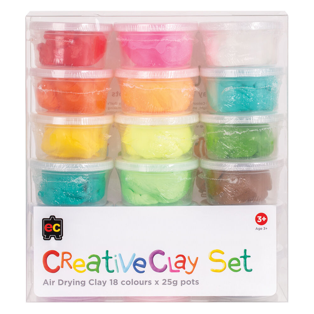 18pc Educational Colours Air-Drying Modelling CreativeClay 450g Multicoloured