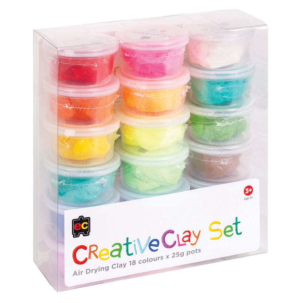 18pc Educational Colours Air-Drying Modelling CreativeClay 450g Multicoloured