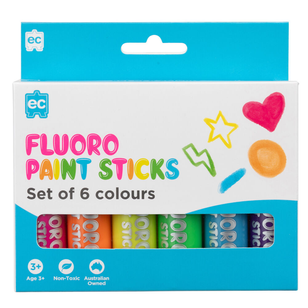 4x 6pc Educational Colours Mess-Free Kids Paint Sticks Set Fluorescent