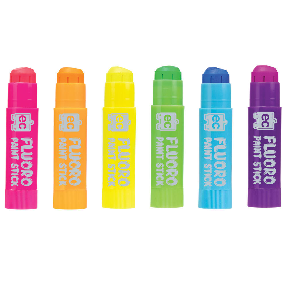 4x 6pc Educational Colours Mess-Free Kids Paint Sticks Set Fluorescent