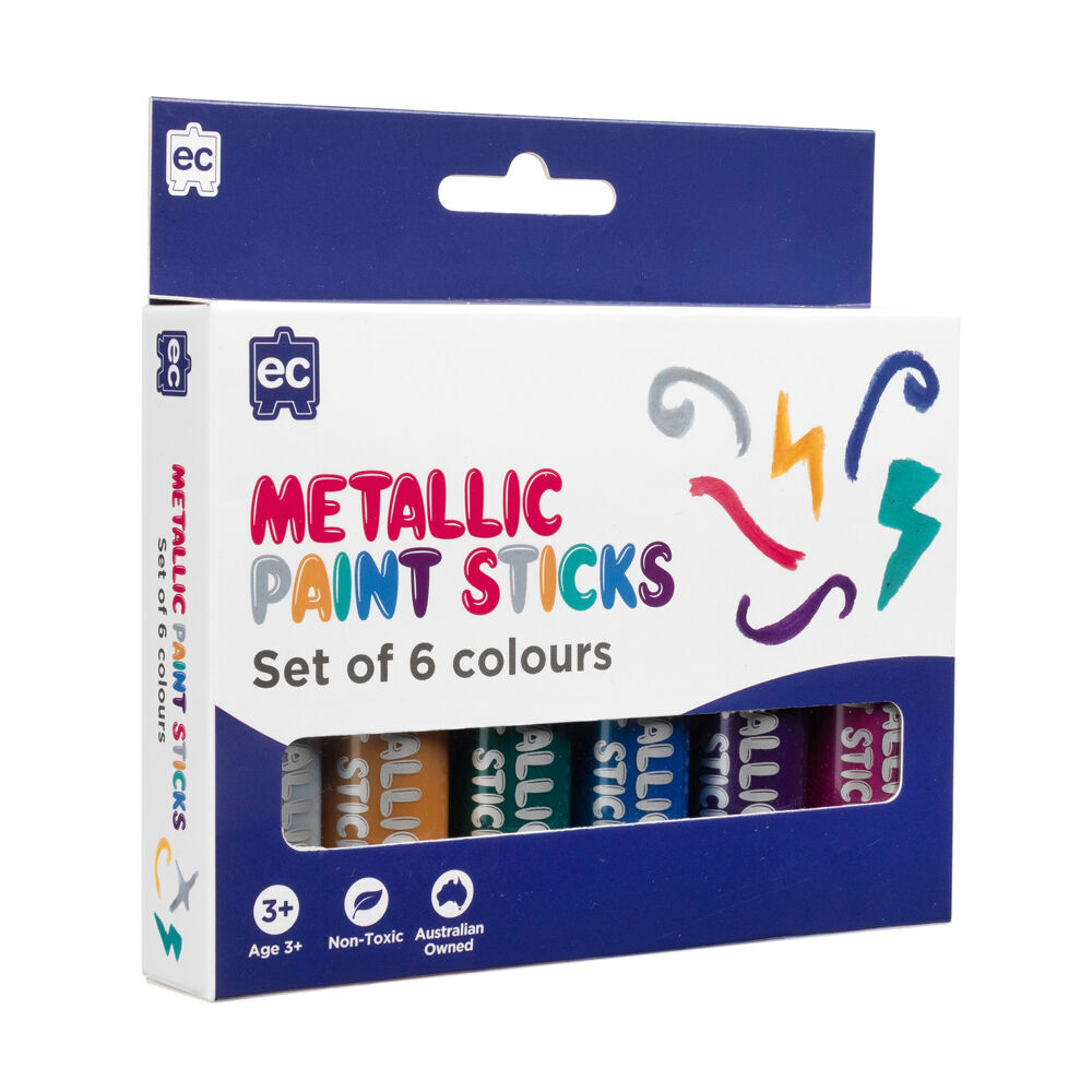 4x 6pc Educational Colours Mess-Free Kids Paint Sticks Set Metallic