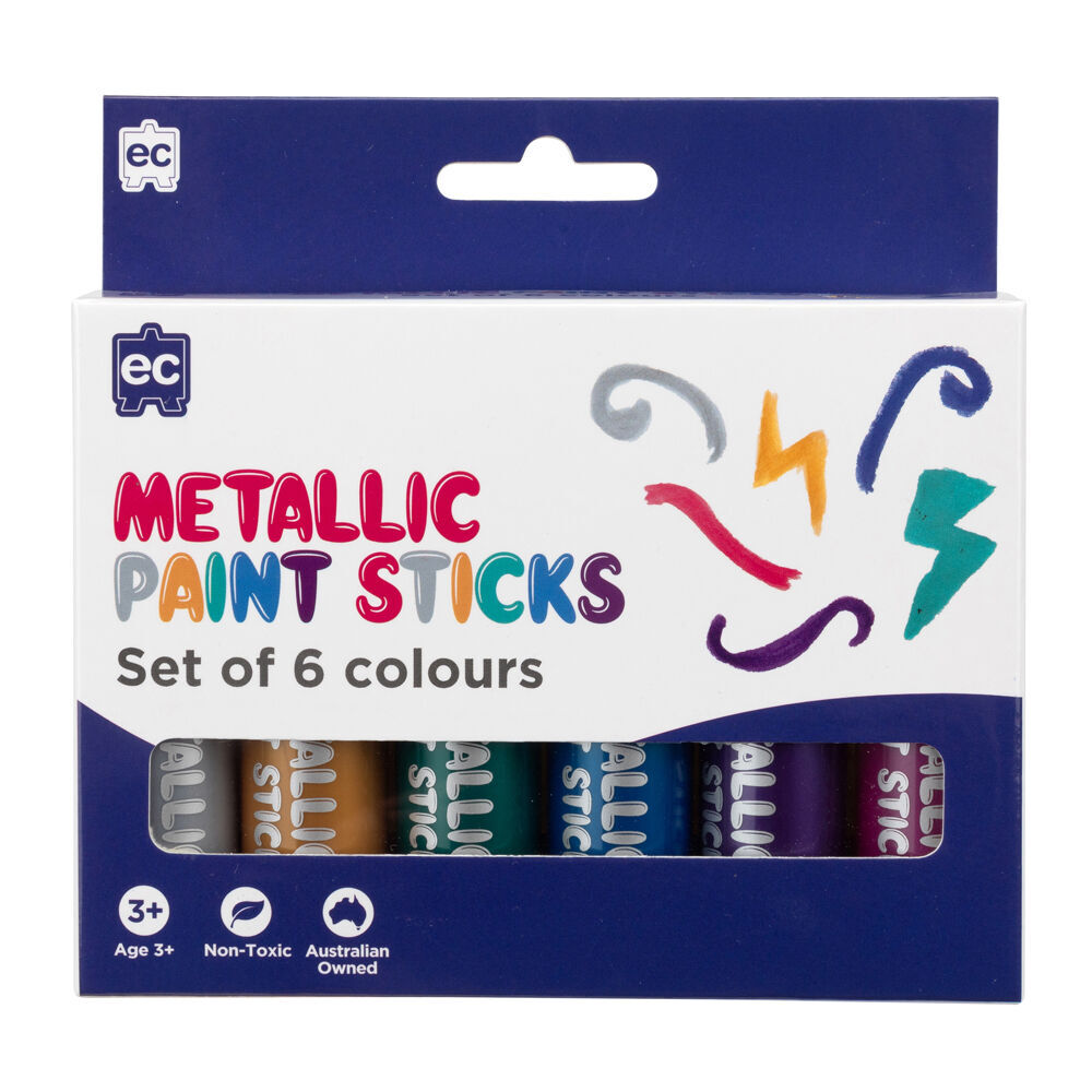 8x 6pc Educational Colours Mess-Free Kids Paint Sticks Set Metallic