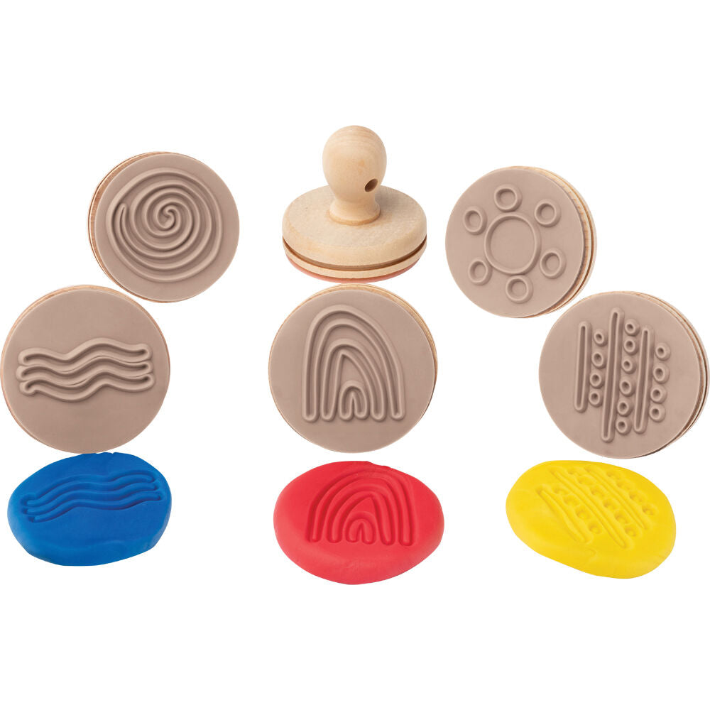 Educational Colours Wooden Dough Patterned Stamps - Indigenous Nature Brown