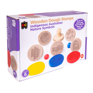 Educational Colours Wooden Dough Patterned Stamps - Indigenous Nature Brown