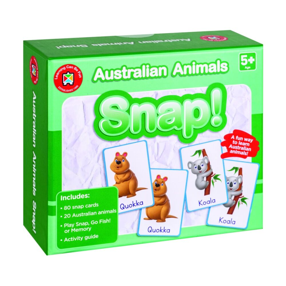 Learning Can Be Fun Australian Animals Snap! 80 Cards Learn Native Kids 5y+