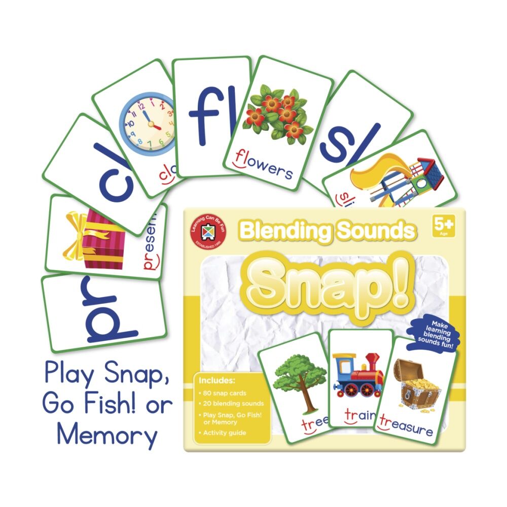 Learning Can Be Fun Blending Sounds Snap! 80 Cards Phonics Practice Kids 5y+