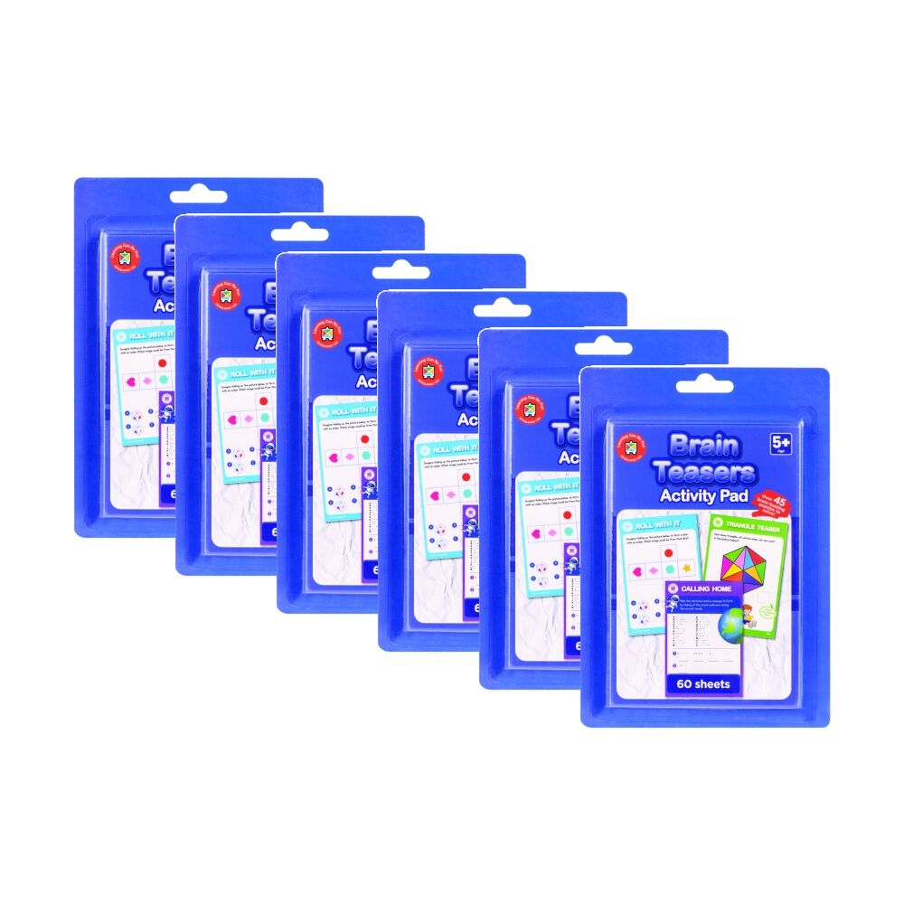 6PK Learning Can Be Fun Brain Teasers Kids Activity Pad 45 Puzzles 5y+ 60 Pages