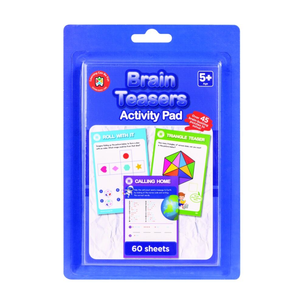 6PK Learning Can Be Fun Brain Teasers Kids Activity Pad 45 Puzzles 5y+ 60 Pages