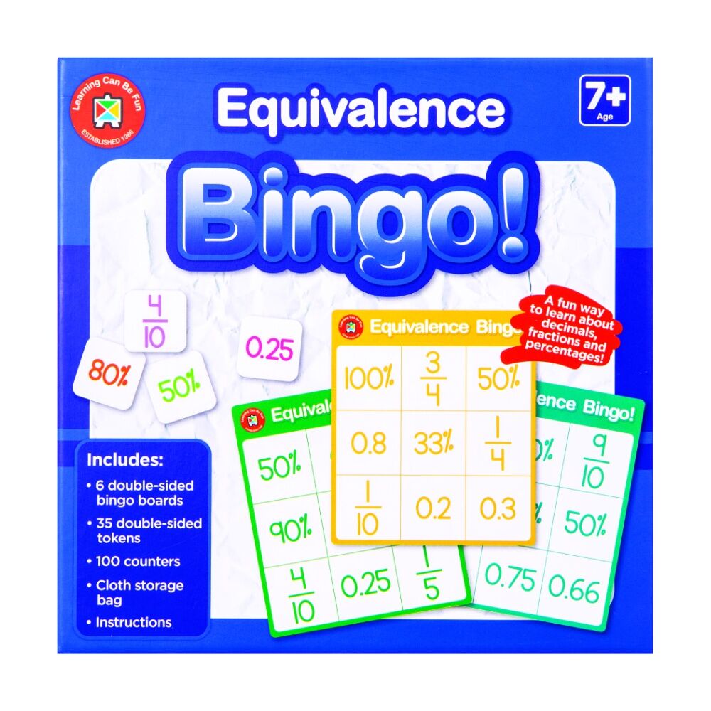 Learning Can Be Fun Equivalence/Ten Mathematics Frame Kids Bingo Game Set 7y+