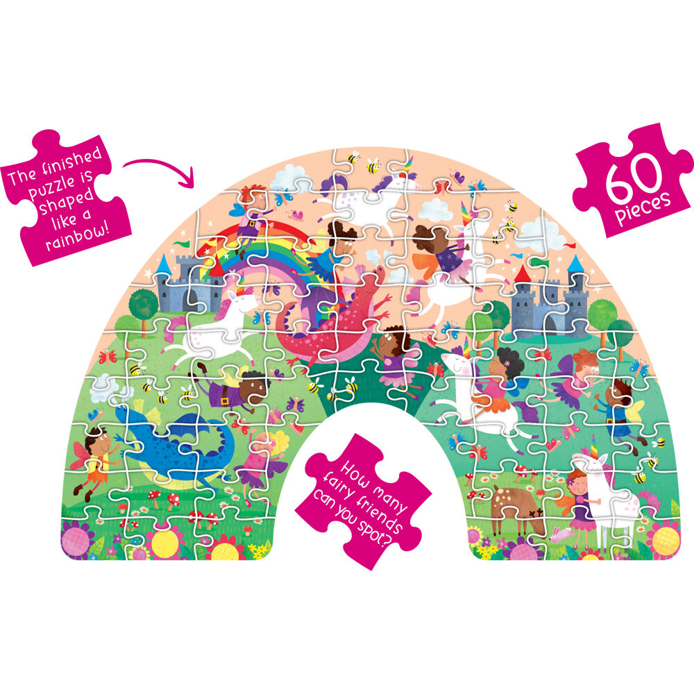 60pc Learning Can Be Fun Kids Floor Puzzle Set Fairyland: Rainbow