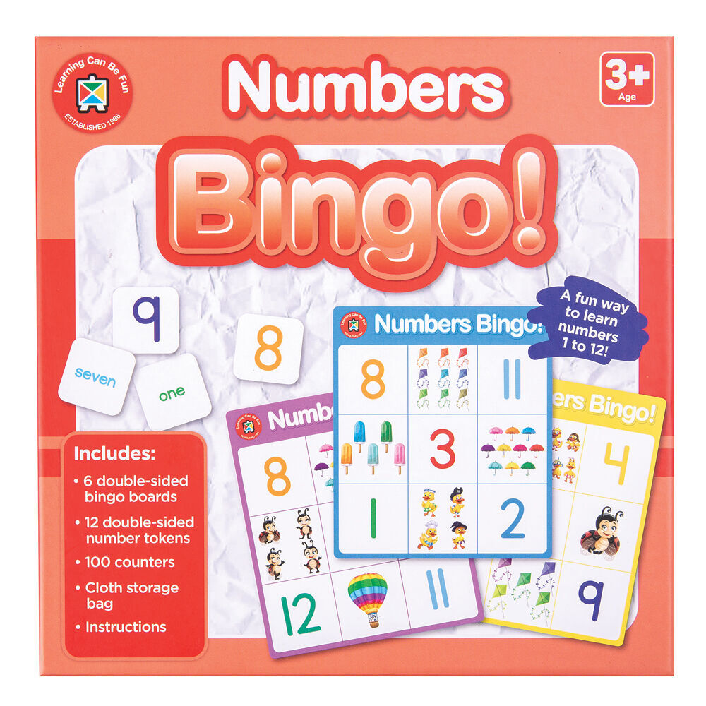 2PK Learning Can Be Fun Numbers Bingo Educational Childrens Toy 3y+