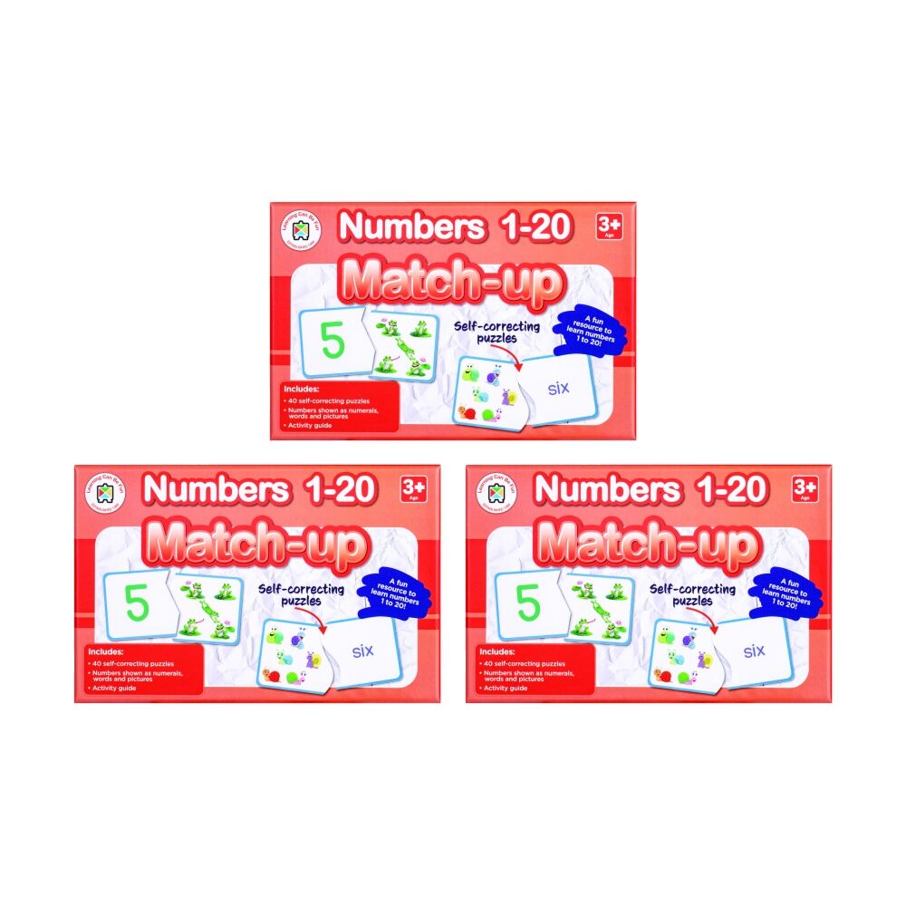3PK Learning Can Be Fun Numbers 1-20 Match-Up 40 Educational Puzzles for Kids 3y+