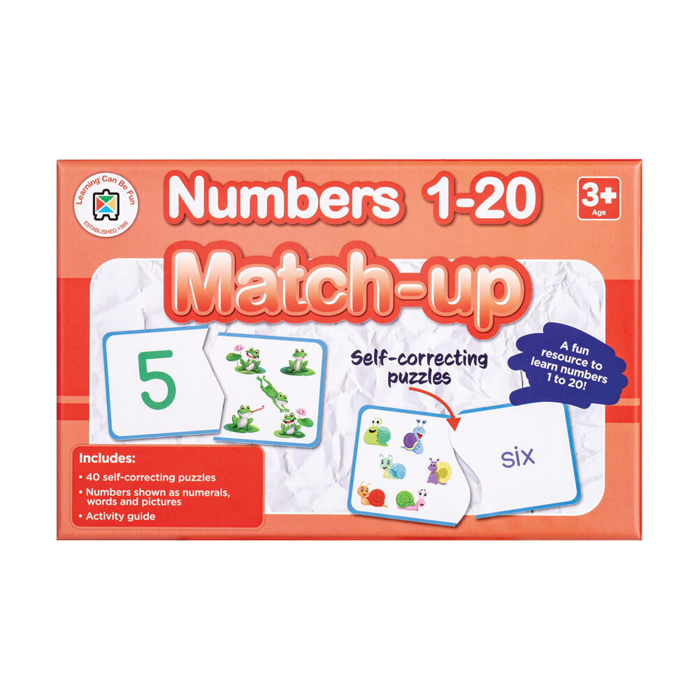3PK Learning Can Be Fun Numbers 1-20 Match-Up 40 Educational Puzzles for Kids 3y+