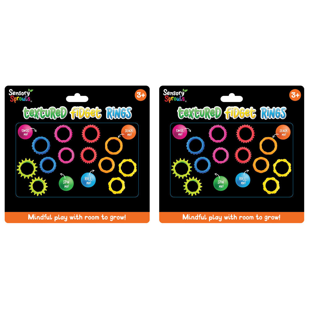 2x 12pc Sensory Sprouts Textured Fidget Rings Set Kids Toy Multicoloured