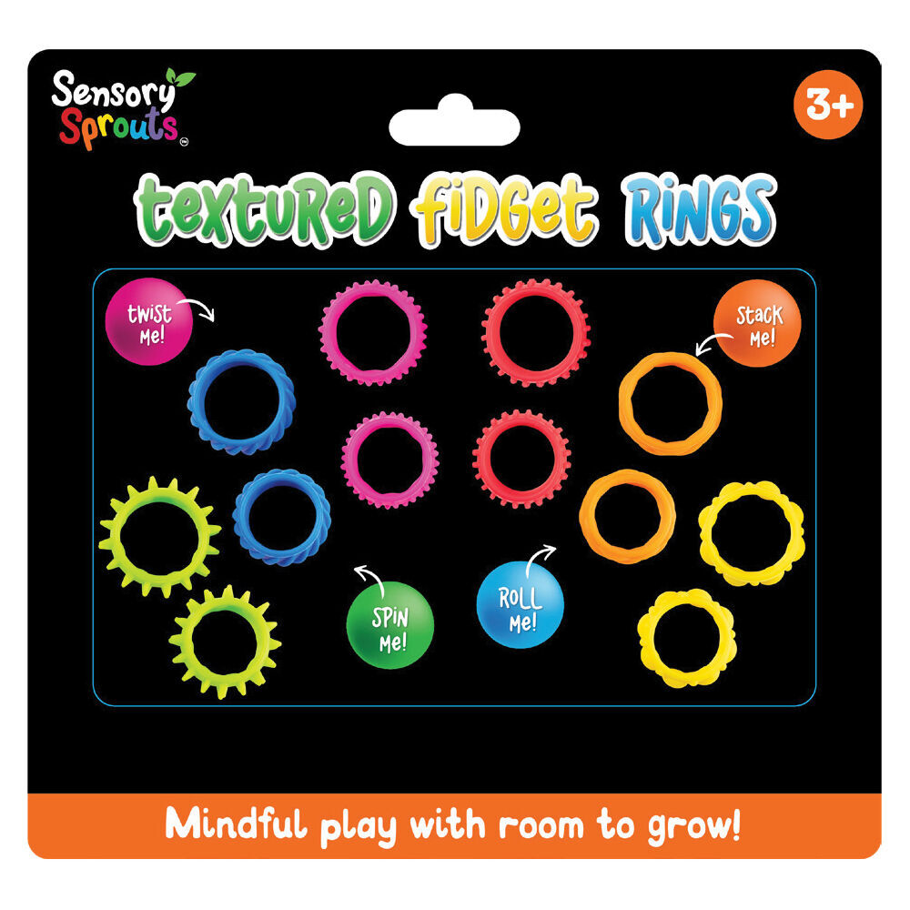 2x 12pc Sensory Sprouts Textured Fidget Rings Set Kids Toy Multicoloured