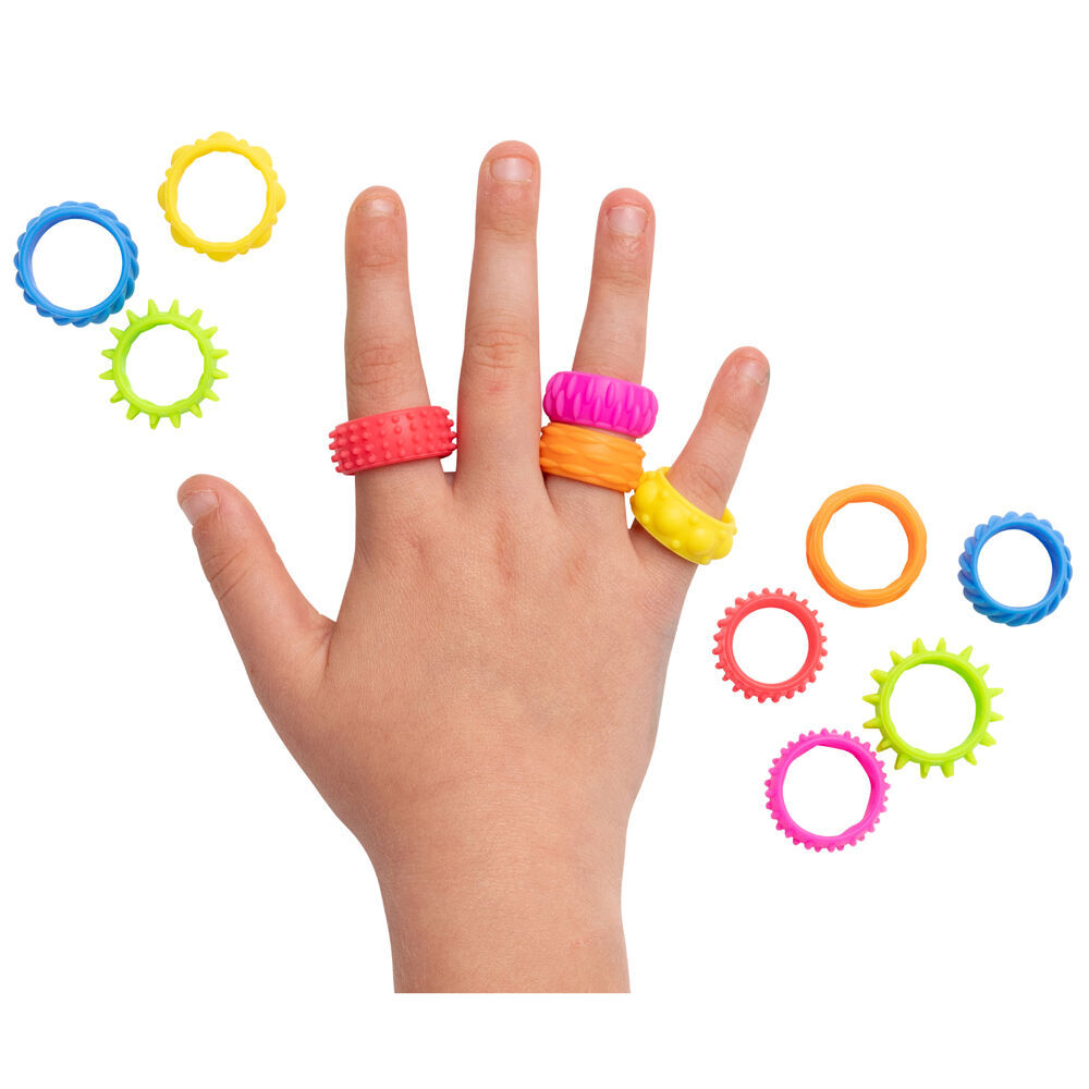 2x 12pc Sensory Sprouts Textured Fidget Rings Set Kids Toy Multicoloured