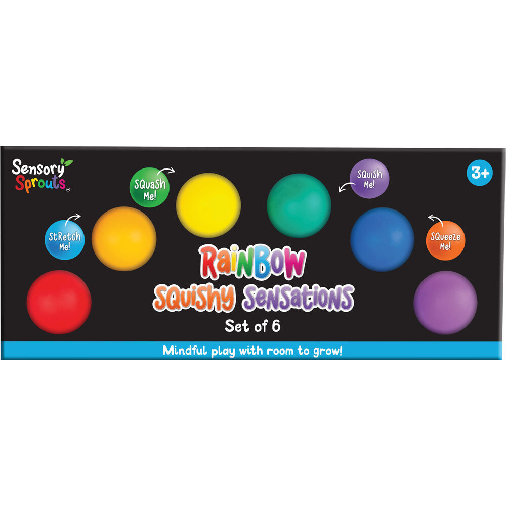 2x 6pc Sensory Sprouts Rainbow Squishy Sensations Set Kids Toy Multicoloured