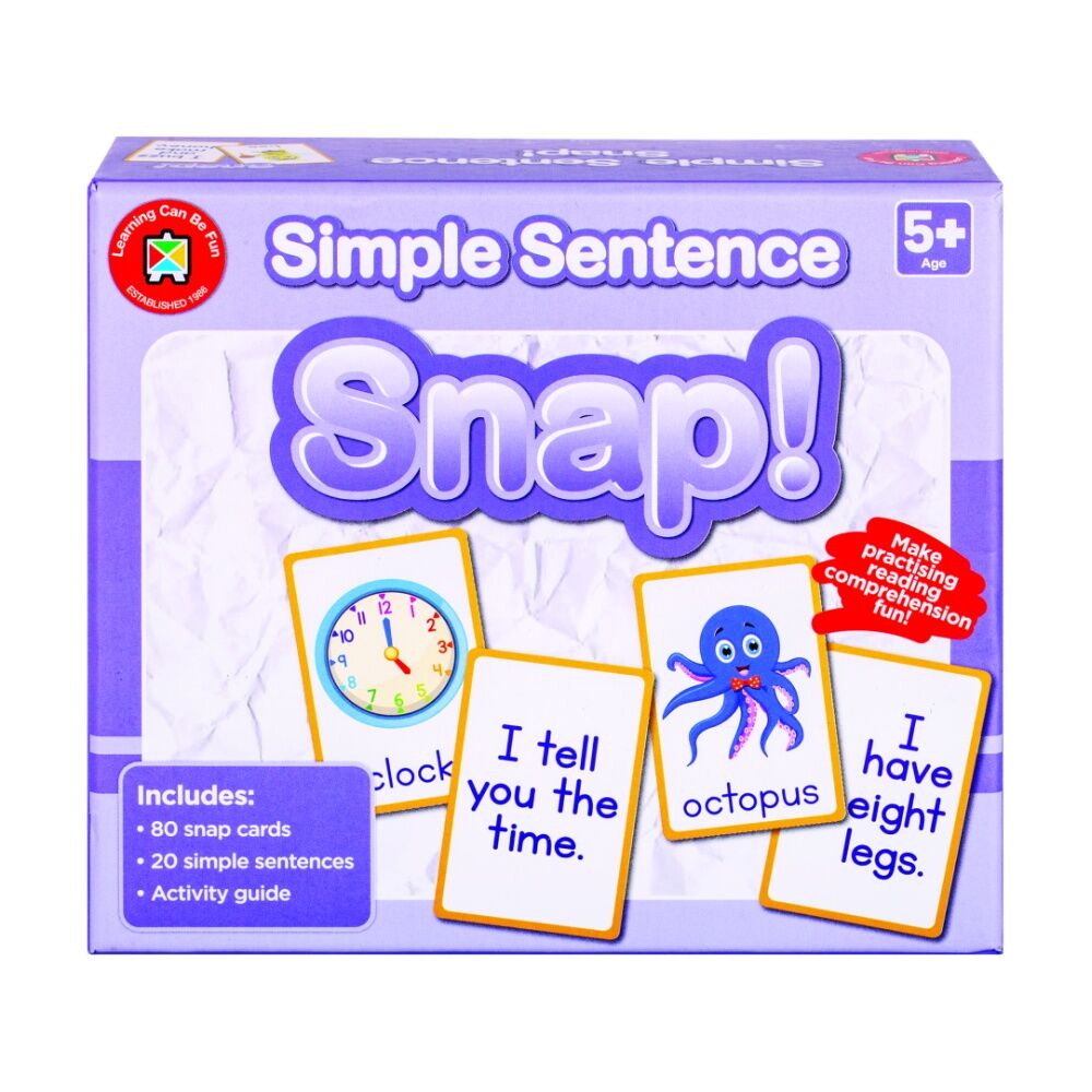 Learning Can Be Fun Simple Sentence Snap! 80 Cards Reading/Learning Game 5y+