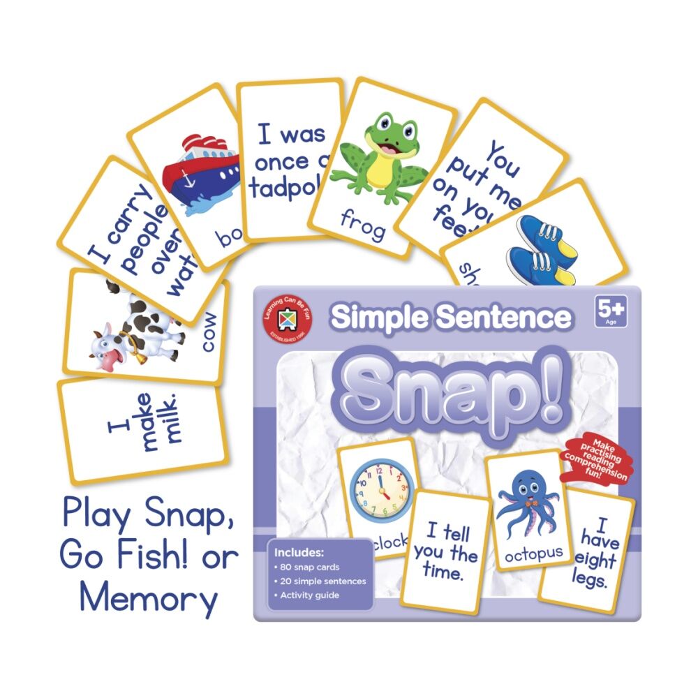 Learning Can Be Fun Simple Sentence Snap! 80 Cards Reading/Learning Game 5y+