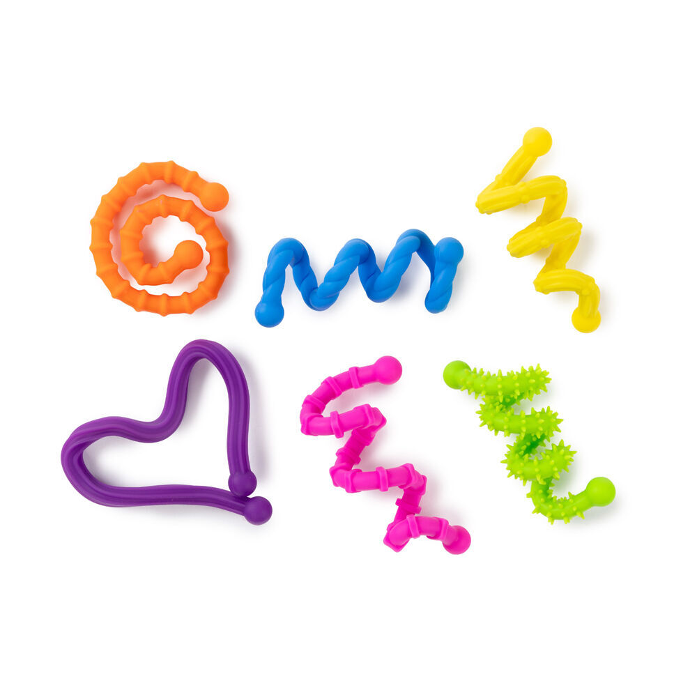 2x 6pc Sensory Sprouts Textured Twistable Strings Set Kids Toy Multicoloured