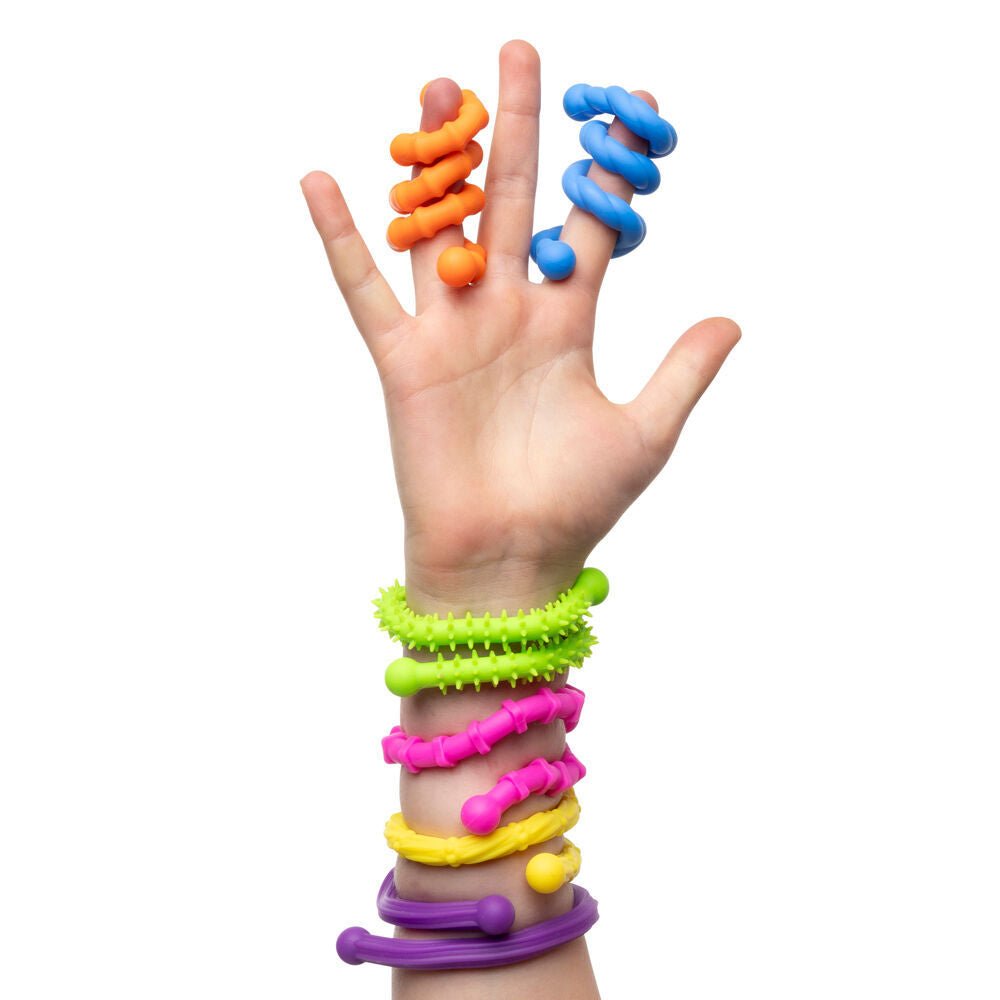 2x 6pc Sensory Sprouts Textured Twistable Strings Set Kids Toy Multicoloured